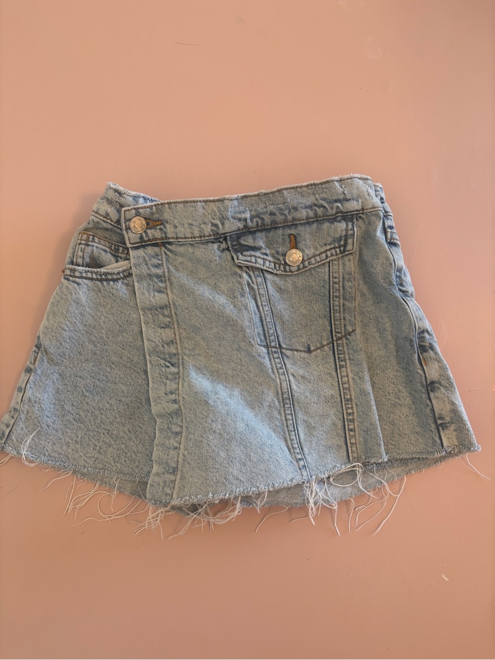 Zara Light Blue Denim Skirt with Contrast Stitching